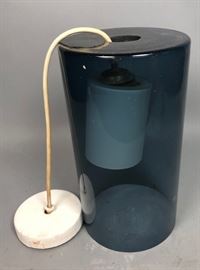 Lot 347 IITTALA Blue Glass Mid Century Hanging Light. Bl