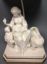 Lot 349 Bisque Figural Table Lamp Seated Mother with Baby