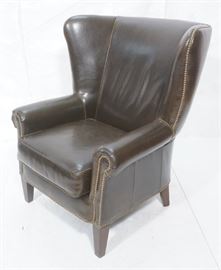 Lot 371 Paul Robert Brown Leather Contemporary Wing Chair