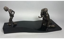 Lot 376 A. ROMAN Figural Bronze Modern Sculpture. Barefoo