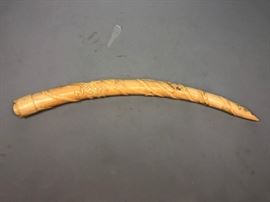 Lot 393 Carved African Sculpture. Vine pattern with allig