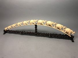Lot 397 Asian Carved Elephant Bridge on Custom Stand. 10 