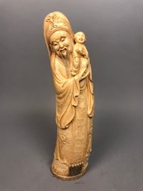 Lot 400 Lg Carved Asian Chinese Figural Sculpture. Bearde