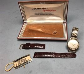 Lot 572 14K Gold HAMILTON Mens Wrist Watch. Gold case. M