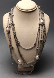 Lot 569 3pc JUDITH RIPKA Sterling by the yard Necklaces. 