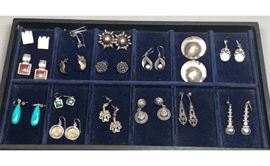 Lot 545 16pr Sterling Silver Contemporary Craft Earrings.