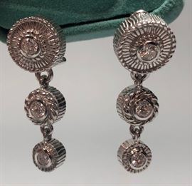 Lot 541 Pr Sterling Silver CZ JUDITH RIPKA Earrings. Pier