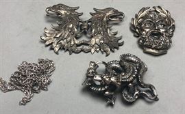Lot 536 3pc Sterling Silver Figural Pendants 0008. 1 Bea