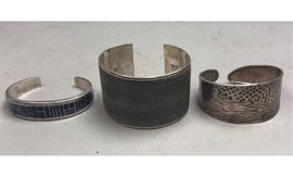 Lot 533 Lot 3 Sterling Silver Contemporary Cuff Bracelets