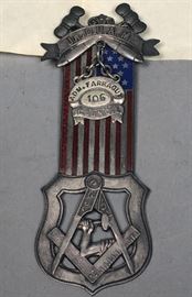 Lot 517 2pc Sterling Silver 1904 Masonic Enamel USA Flag 