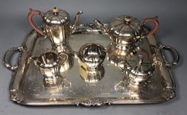 Lot 515 6pc Vintage Sterling Silver Tea Service. Handled 