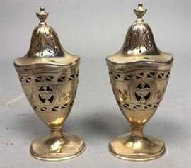 Lot 492 Pr Sterling Silver Pierced Trim Casters. Cobalt g