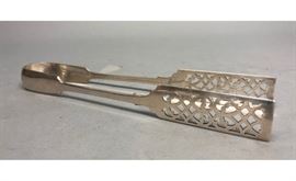Lot 489 Hallmarked HW  Co. Antique Silver Tongs. Pierced