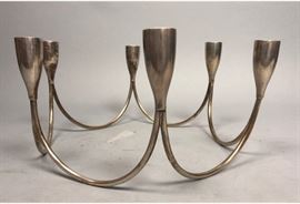 Lot 486 Modernist Sterling Silver Candelabra Crown Form h