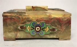 Lot 469 Vintage French Art Deco Green Onyx Enamel Box. 3 