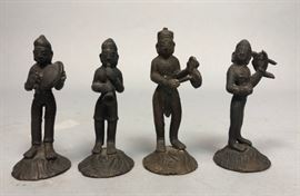 Lot 449 4pc Asian Metal Figural Sculptures Musicians. Hor