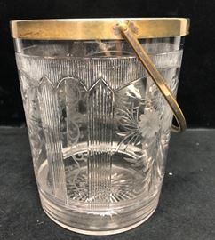 Lot 441 HAWKES Style Etched Crystal Ice Bucket Sterling R