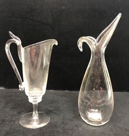 Lot 436 2pc STEUBEN Crystal Lot. Modernist organic form p