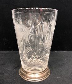Lot 435 HAWKES Sterling Elegant Cut Crystal Vase. Flared 