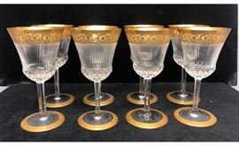 Lot 434 8pc ST. LOUIS Thistle Crystal Stem Cordial Glasse