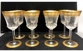 Lot 433 8pc ST. LOUIS Thistle Crystal Stemware Glasses. O