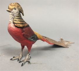 Lot 408 Cold Painted Austrian Bronze Pheasant Sculpture. 
