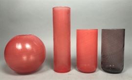 Lot 406 4pc VENINI Murano Italian Art Glass. Round spheri