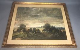 Lot 24 L. GECHTOFF Goache Watercolor Landscape Painting.