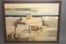 Lot 68 Modernist Abstract Landscape Acrylic Painting. Ch