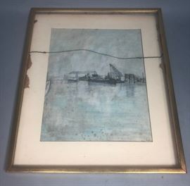 Lot 78 98 GANTNER Ink and Watercolor Drawing. Pen and i