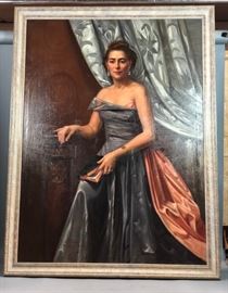 Lot 81 Signed Oversized Oil Painting Portrait Woman in E