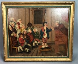 Lot 106 Vintage Humorist Oil Painting Colonial Meeting Sc