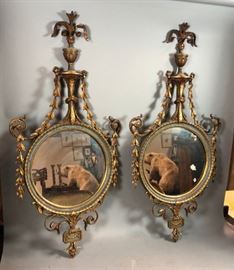 Lot 253 Pr Fancy Antique Gilt Gesso Wall Mirrors. Decorat