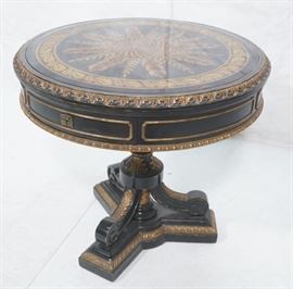 Lot 256 Elegant Paint Finish Center Hall Table. Eglomise 