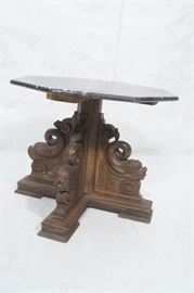 Lot 306 Antique Dolphin Carved Base Table. Octagonal Marb