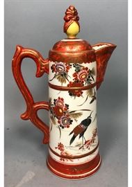 Lot 402 Artist Signed Kutani Japanese Handled Pitcher. Li