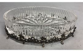 Lot 501 Oval Crystal Dish with Silver Cherub Footed Mount