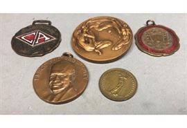 Lot 592 5pc Vintage Metal Medallions Medals. 1 Swarthmor