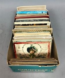 Lot 615 Large Lot Mixed Vintage Postcards. Shoe box of Ph