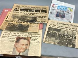Lot 637 Paper Ephemera Lot Vintage Newspapers. JF KENNEDY