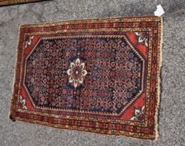 Lot 663 5x35 Handmade Carpet with blue field and floral 
