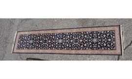 Lot 675 26x11 Blue Runner Handmade carpet rug. 