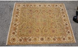 Lot 676 8x10 Handmade carpet rug. with tan ground. Contem