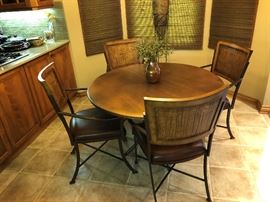 Kessler Industries Copper Metal Dinning Table with 4 Quality Crafted Leather Chairs
