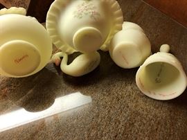 Fenton Hand Painted Lemonade Uranium Glass