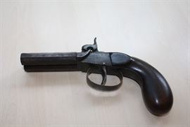 Antique Percussion Double Barrel Pistol.  No Markings.