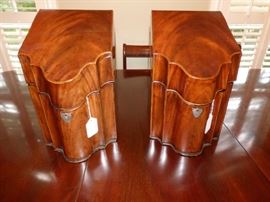 Antique mahogany inlaid knife boxes