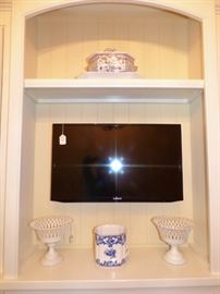 Tiffany & Co. Cache Pot, Reticulated Urns, Portugal Sour Tureen, Samsung flat screen TV.