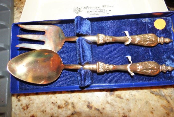 Bronze Serving Fork & Spoon