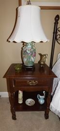 Cherry night stand, Oriental style lamp